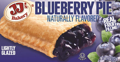 JJ's Bakery Blueberry Snack Pies, Individual Dessert, Fresh-Baked, Perfect for Snacks, Nut-Free, Kosher Parve, 4 Oz Each (Pack of 12)