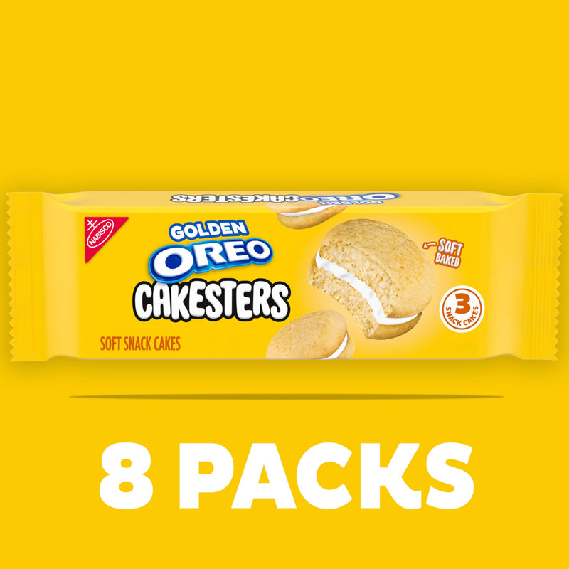 OREO Golden Cakesters Soft Snack Cakes, 8-3.03 oz Snack Packs