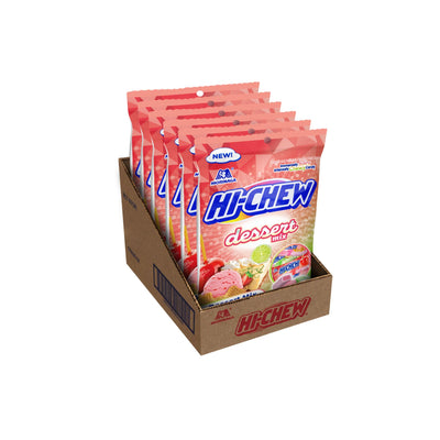 HI-CHEW Dessert Mix Candy - Candy Apple, Key Lime Pie, Strawberry Ice Cream - Soft & Chewy Taffy, Individually Wrapped (Pack of 6, 3oz Bags)