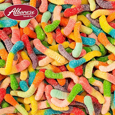 Albanese World's Best Sour 12 Flavor Mini Gummi Worms, 7oz Bag of Candy (Pack of 12)