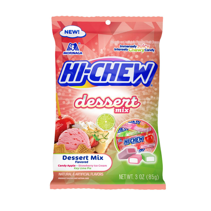 HI-CHEW Dessert Mix Candy - Candy Apple, Key Lime Pie, Strawberry Ice Cream - Soft & Chewy Taffy, Individually Wrapped (Pack of 6, 3oz Bags)