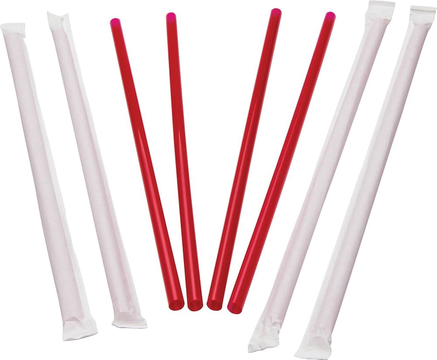 Giant 12-Inch Red Wrapped Straws 300-Count Wholesale