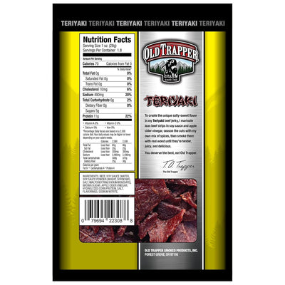 Old Trapper Jerky, Teriyaki, 1.8 oz Bag (Pack of 6)