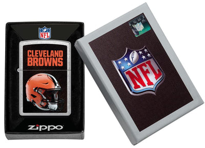 Zippo NFL Cleveland Browns Street Chrome Pocket Lighter - Fan Loyalty