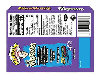 Warheads Lil' Worm Gummi Candy Chews, 3.5 Ounce Theater Box (Pack of 12)