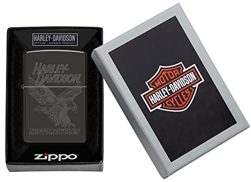 Zippo Harley-Davidson Fancy Fill High Polish Black Lighter - Elegant & Detailed