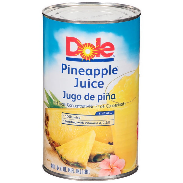 Dole 100% Pineapple Juice 46 Fl Oz 12-Pack Wholesale Case