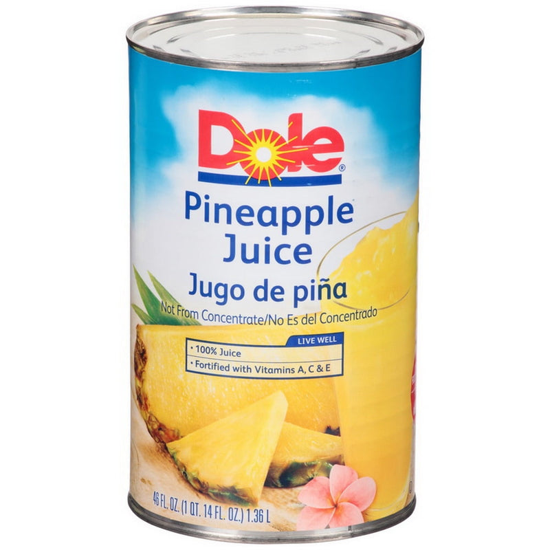 Dole Pineapple Juice, 100% Pineapple Juice 46 Fl Oz (Pack of 12)