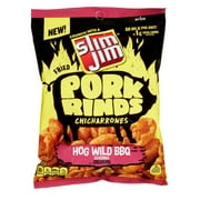 Slim Jim Pork Rinds Hog Wild BBQ Fried Snacks, Keto Friendly, 2 oz. Bag (Pack of 12)