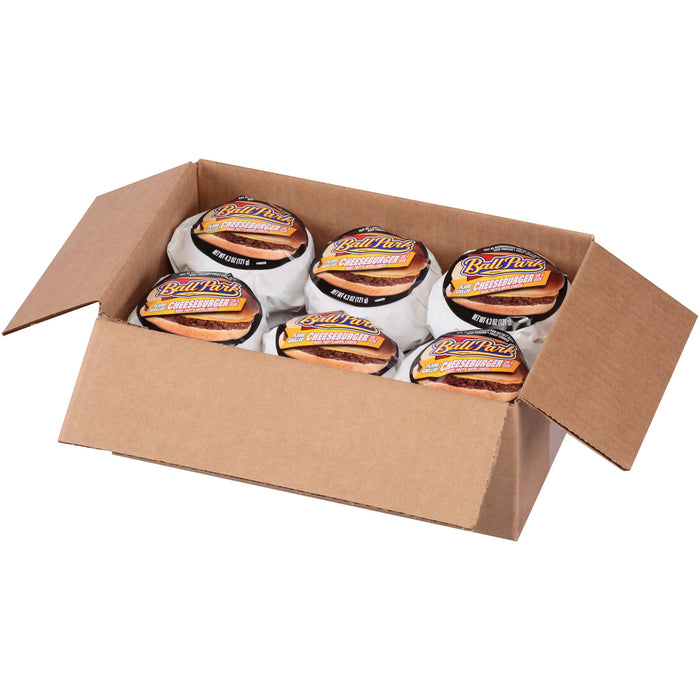 Ball Park Cheeseburger Sandwich, 4.306 oz Each - Flame Grilled Beef Patty with Cheese, Microwaveable - (Pack of 12)