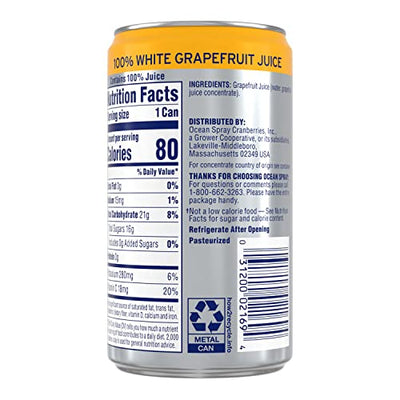 Juicy White Grapefruit Spray Juice, Refreshing Citrus Beverage, 7.2 oz Can (Pack of 24)