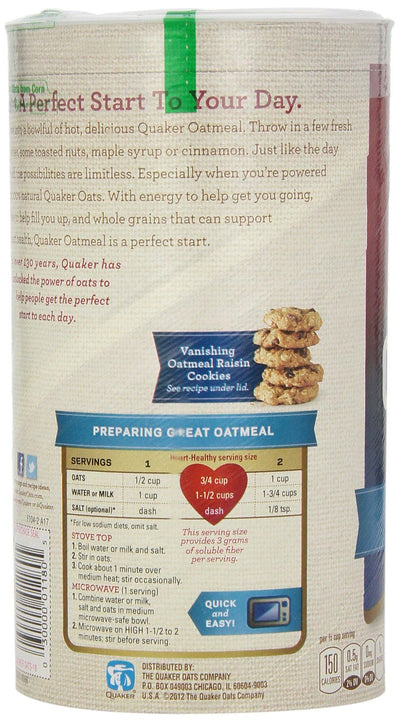 Quaker Oats Quick Oatmeal, 18-Ounce Packages (Pack of 6)