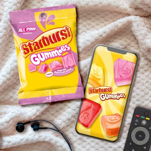 STARBURST Gummies All Pink Gummy Candy, 5 oz Bag (Pack of 12)