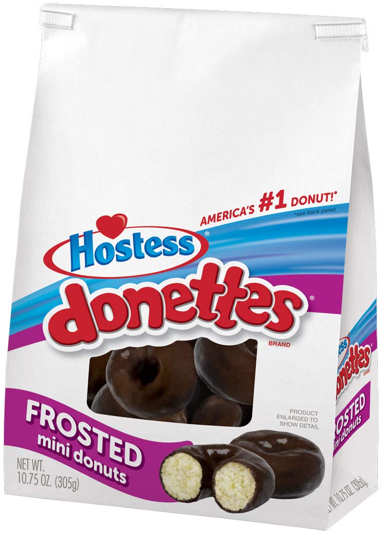 Hostess Donettes - Frosted Mini Donuts - Chocolate Flavored Donuts - 10.75 Oz Bag - Pack of 6