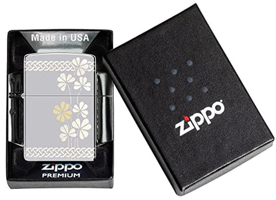 Zippo Lucky Clover 360° Laser Design, High Polish Chrome - Fortunate & Windproof