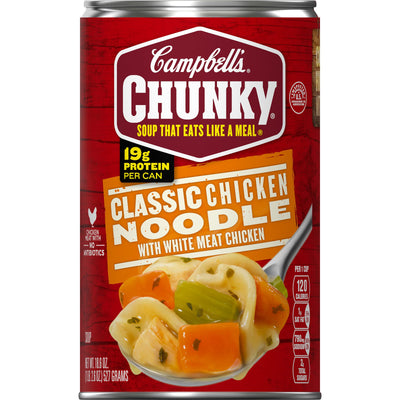 Campbell’s Chunky Classic Chicken Noodle Soup, 18.6 Ounce Cans (Pack of 12)