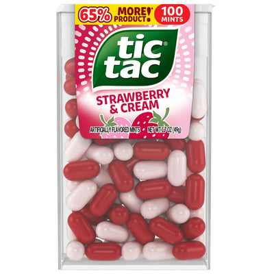 Tic Tac Strawberry & Cream Mints, Bulk 12 Pack, On-The-Go Refreshment, 1.7 oz Each
