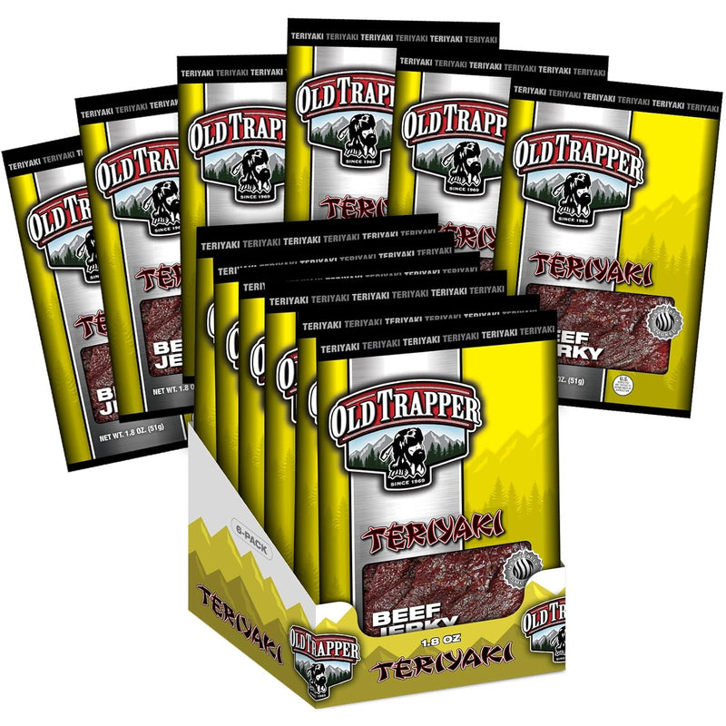 Old Trapper Jerky, Teriyaki, 1.8 oz Bag (Pack of 6)