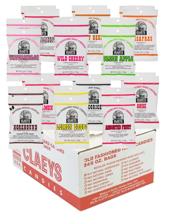 Claey's Old Fashioned Bulk Hard Candies 6 oz 24-Pack Variety Wholesale