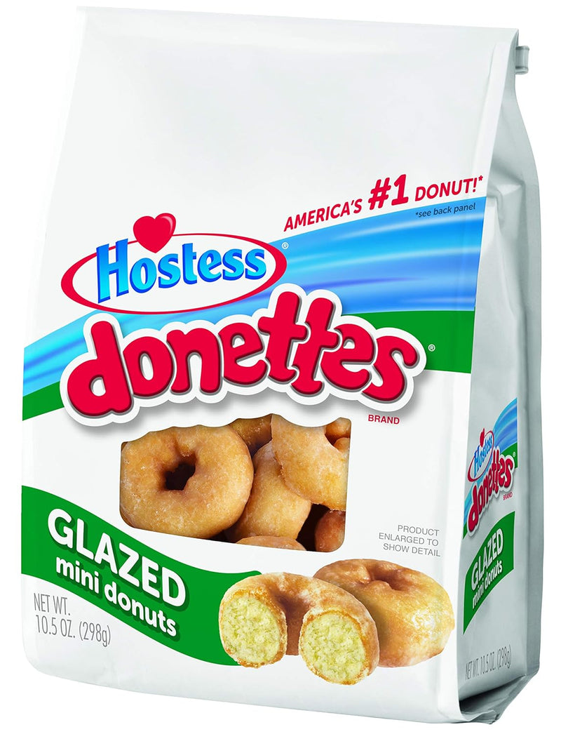 Hostess Donettes Mini Donuts, Glazed, 10.5 Ounce (Pack of 6)