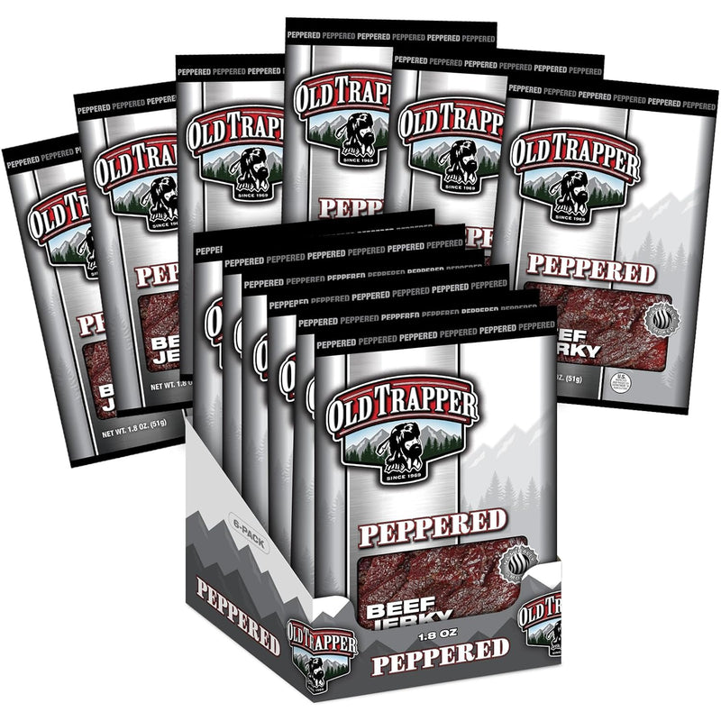 Old Trapper Jerky, Peppered, 1.8 oz Bag (Pack of 6)