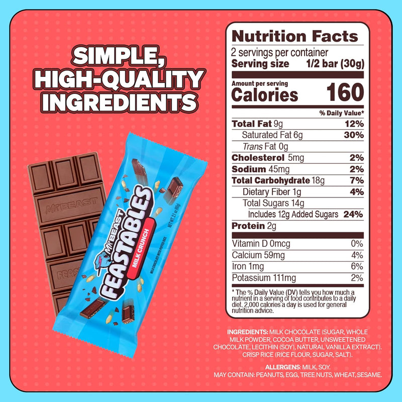 Feastables Milk Crunch Bar King 2.1z 60 g 24 Per Box
