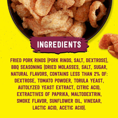 Slim Jim Pork Rinds Hog Wild BBQ Fried Snacks, Keto Friendly, 2 oz. Bag (Pack of 12)