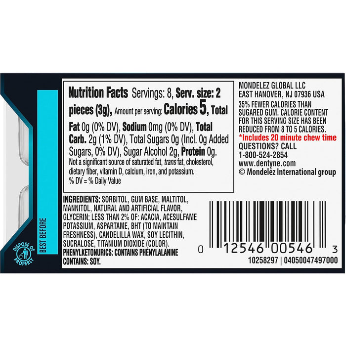 Dentyne Ice Winter Chill Chewing Gum 16pc (Pack of 9)