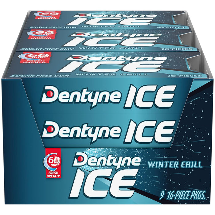 Dentyne Ice Winter Chill Chewing Gum 16pc (Pack of 9)