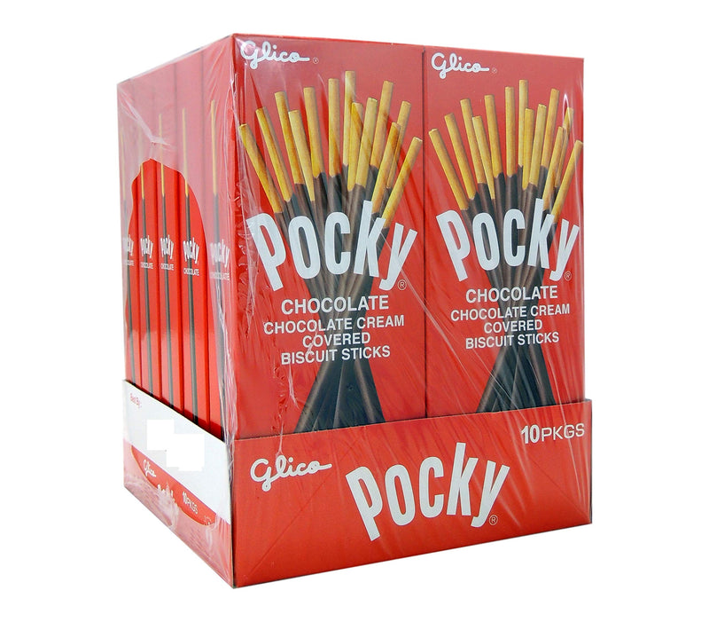 Pocky Chocolate Snack Sticks, 1.41 oz Each, Crispy Biscuit Covered in Creamy Chocolate - Pack of 10