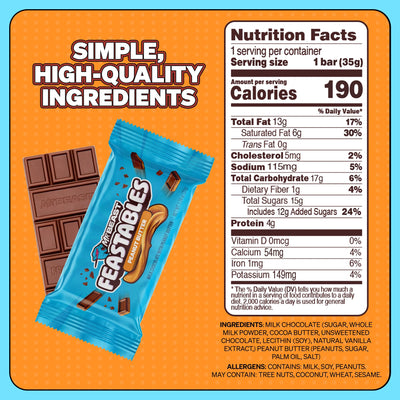 Feastables Peanut Buter Bar 1.2z 35 g 24 Per Box