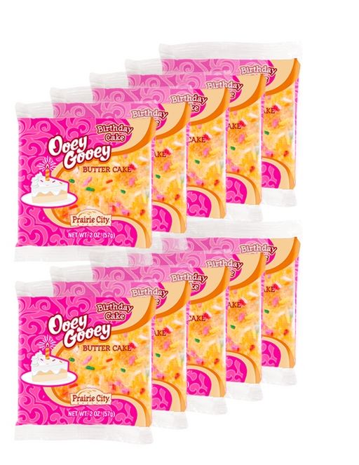Prairie City Bakery Ooey Gooey Birthday Cake 2 oz Individually Wrapped Snack Cakes 10-Pack Wholesale