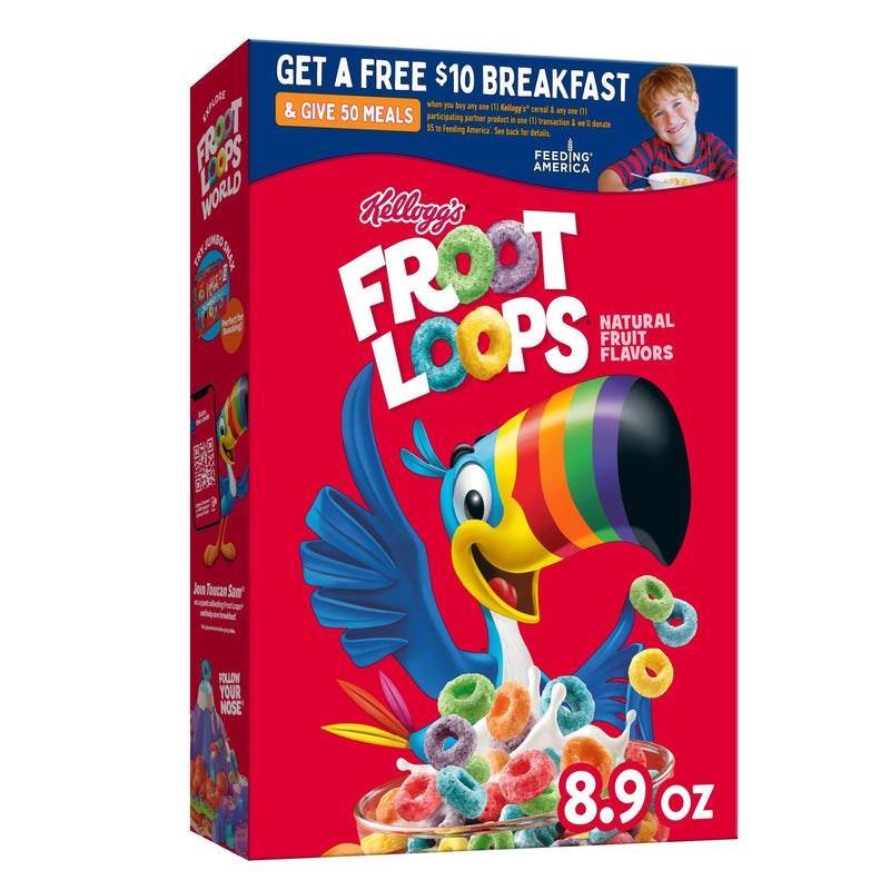 Kellogg’s Froot Loops Breakfast Cereal, Kids Cereal, Family Breakfast, Original, 8.9oz Box (1 Box)