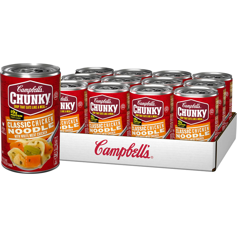 Campbell’s Chunky Classic Chicken Noodle Soup, 18.6 Ounce Cans (Pack of 12)