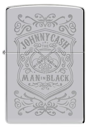 Zippo Johnny Cash High Polish Chrome Pocket Lighter