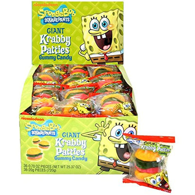 Spongebob Squarepants Giant Krabby Patties Gummy Candy (Pack of 36)