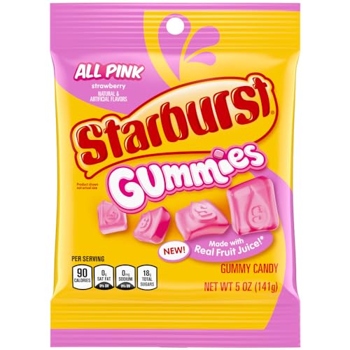 STARBURST Gummies All Pink Gummy Candy, 5 oz Bag (Pack of 12)