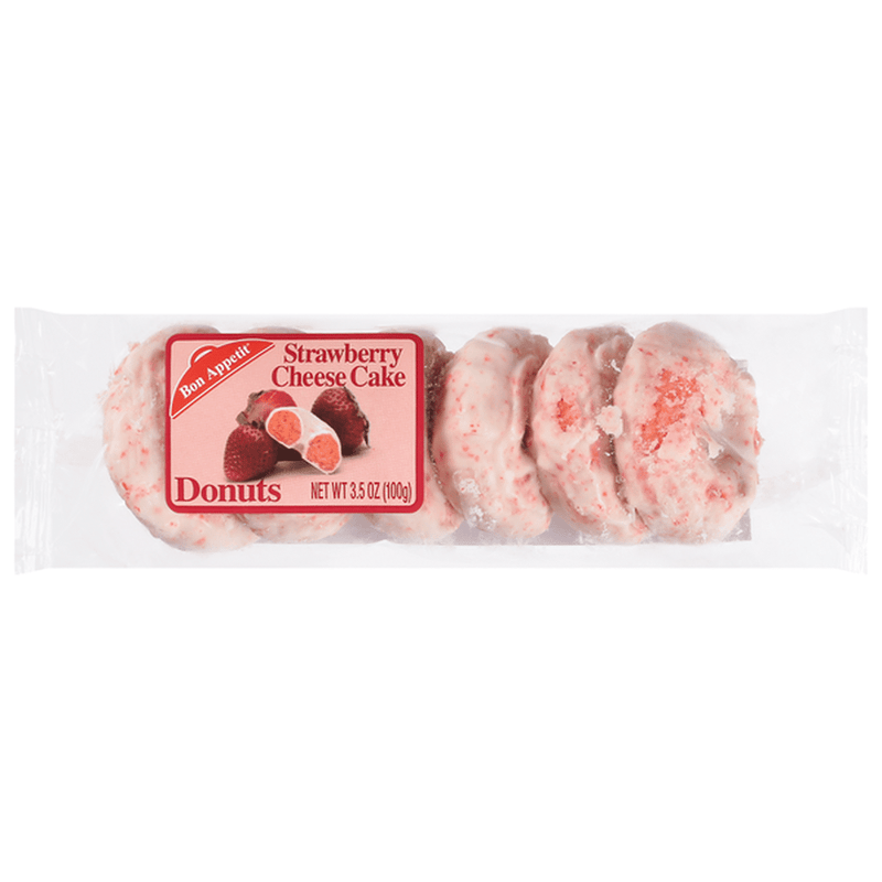 Bon Appetit Mini Strawberry Cheese Donuts, 6 Count - Fruity and Creamy (Pack of 8)