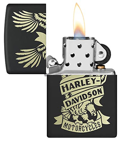 Zippo Harley-Davidson Eagle Black Matte Lighter - Bold American Emblem