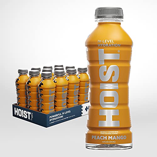 HOIST Premium Hydration Electrolyte Drink, Powerful IV-Level Hydration, Peach Mango, 16 Fl Oz (Pack of 12)