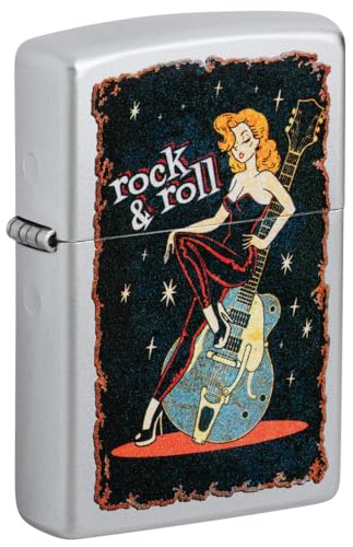 Zippo Cool Chick Design Satin Chrome Pocket Lighter