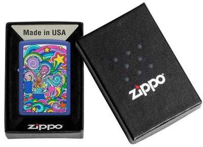 Zippo Abstract Design Royal Blue Matte Pocket Lighter