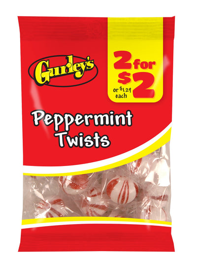 Gurley's Peppermint Twists, Classic Minty Fresh Hard Candy (Pack of 12)