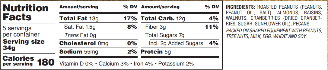 Gurley's Golden Recipe Trail Mix Hearty Hiker 5 oz