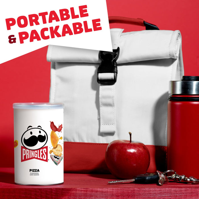 Pringles Pizza 2.5 oz grab-and-go can in manufacturer lifestyle scene