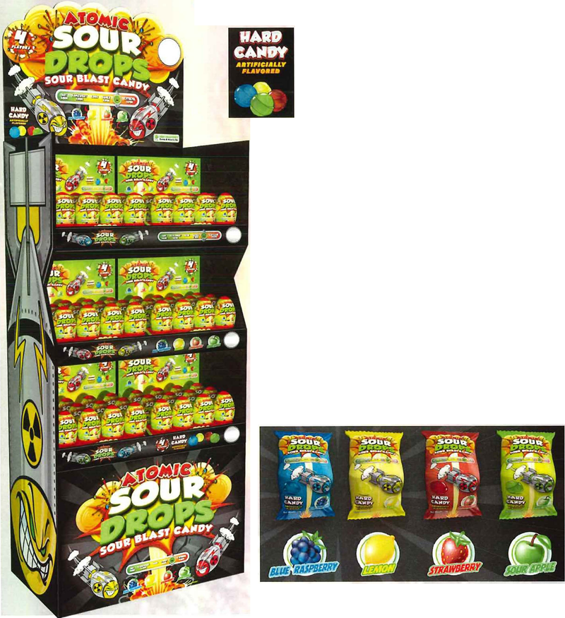 Atomic Sour Drops Candy Floor Display (72-Piece Display)