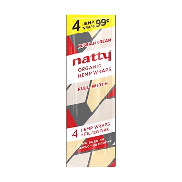 Natty Hemp Wraps Organic Vegan Full Width Rolling Cigarette Papers 4 Wraps Per Pouch (Pack of 8 - 32 Wraps Total)