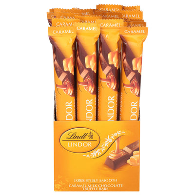 Lindt LINDOR Caramel Milk Chocolate Truffle Bar, Milk Chocolate Candy with Smooth, Melting Truffle Center, Great for gift giving, 1.3 ounce (Pack of 24)