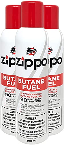 Zippo Butane Fuel Bulk Pack, 5.82 Oz Each, Long-Lasting (Pack of 3)