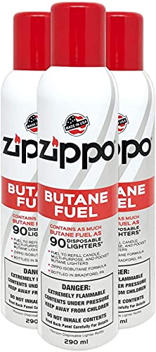 Zippo Butane Fuel Bulk Pack, 5.82 Oz Each, Long-Lasting (Pack of 3)